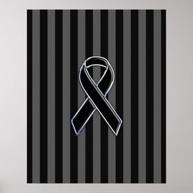 Poster Ruban noir Chrome élégant de sensibilisation (Devant)