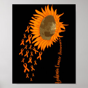 Poster Ruban orange tournesol de sensibilisation au cance