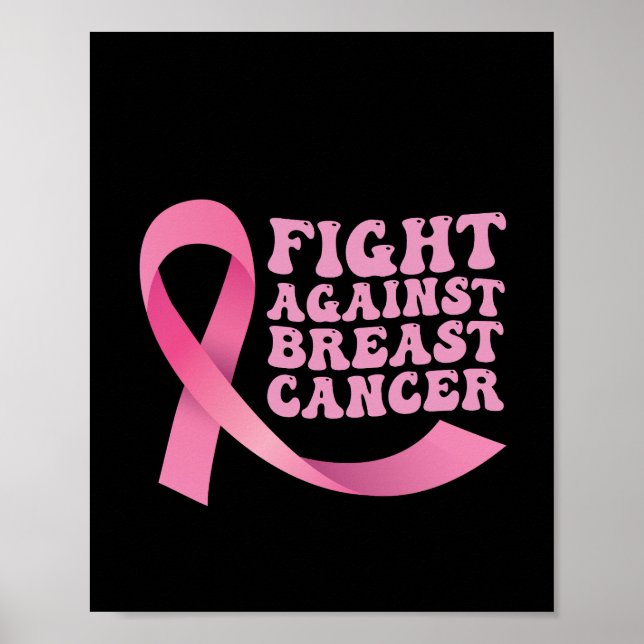 Poster Ruban rose Femmes Sensibilisation au cancer Cancer (Devant)