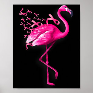 Poster Ruban rose flamant rose cancer du sein sensibilisa