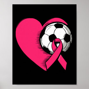 Poster Ruban Rose Football Femmes Sensibilisation au Canc