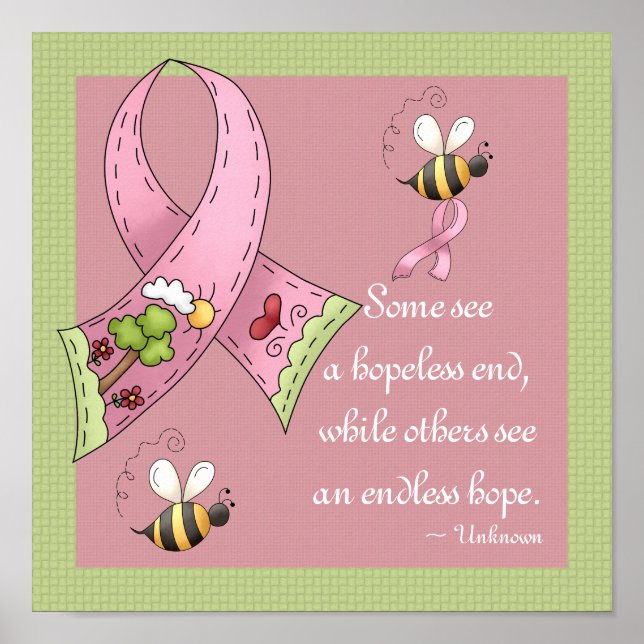 Poster Ruban rose soleil espoir jour personnalisé impress (Devant)