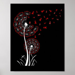 Poster Ruban Rouge Dandelion Maladie cardiaque Cancer du 