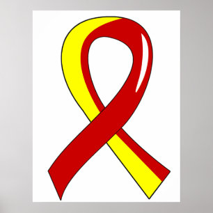 Poster Ruban rouge jaune de l'hépatite C 3