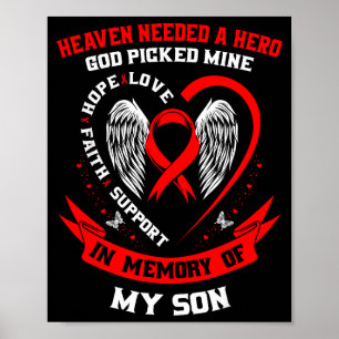 Poster Ruban Rouge Perte De Fils Maladie Cardiaque Sensib