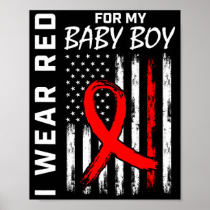 Poster Ruban Rouge Pour Mon Fils Drapeau de Sensibilisati