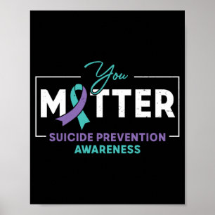 Poster Ruban sarcelle violet pour la prévention du suicid