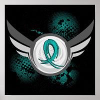 Ruban turquoise Et Ailes Cancer De L'Ovarien