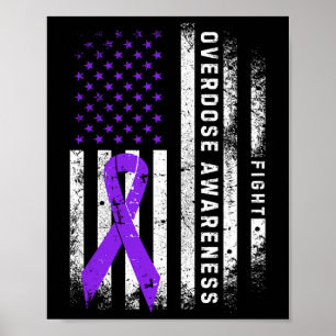 Poster Ruban Violet de Sensibilisation au Surdosage Drape
