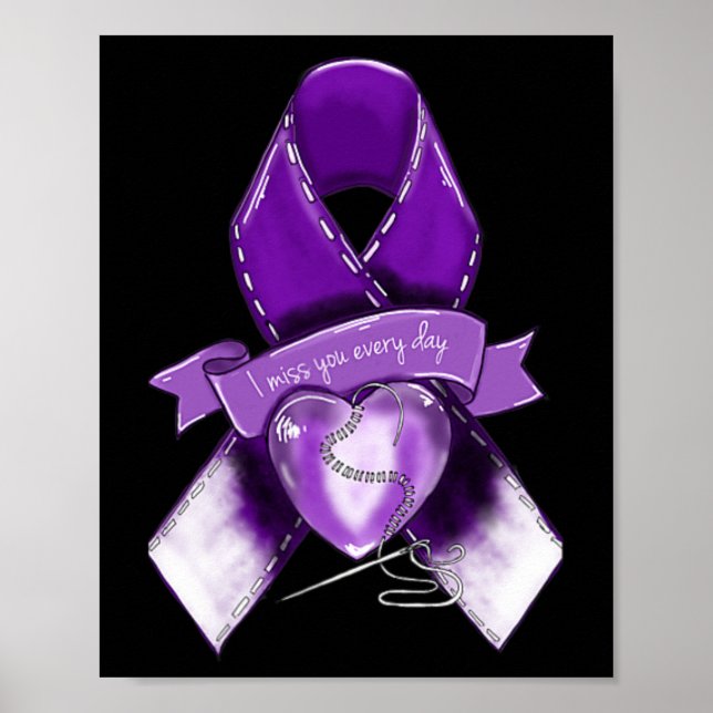 Poster Ruban violet Graphique de sensibilisation (Devant)