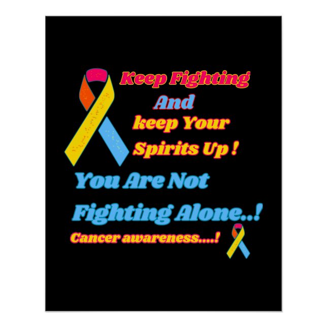Poster Rubans contre le cancer et citations sur la motiva (Devant)