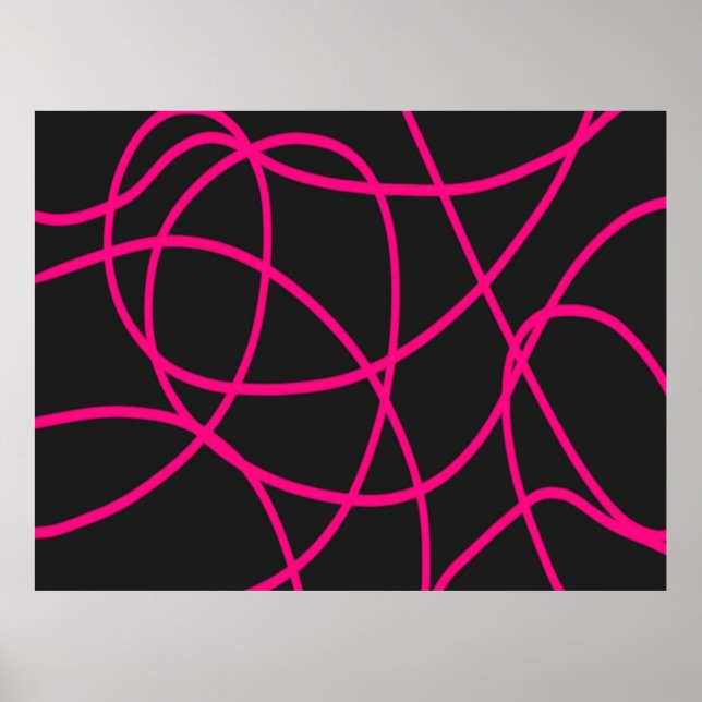 Poster Rubans Magenta en noir (Devant)