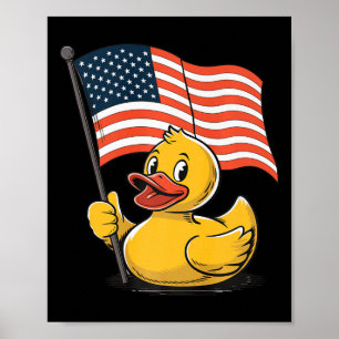 Poster Rubber Duck Usa Drapeau Fête de l'Indépendance Bai