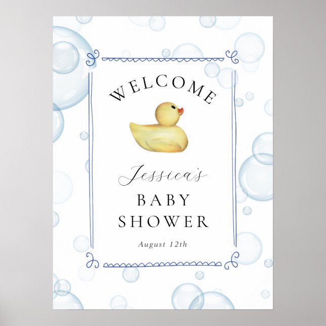 Poster Rubber Ducky Baby Shower Welcome Sign (Devant)