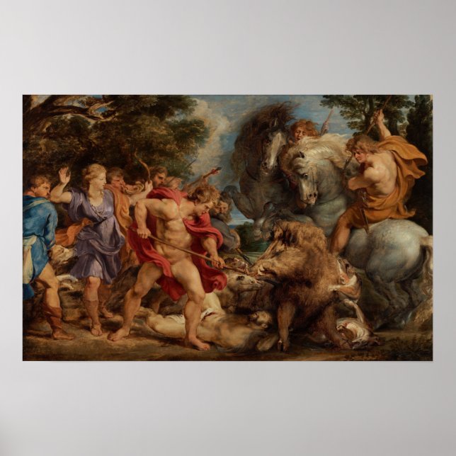 Poster Rubens - Chasse au sanglier calydonien (Devant)