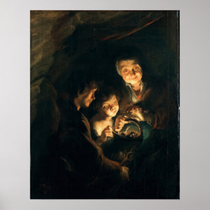 Poster Rubens - Vieille Femme Avec Panier De Charbon
