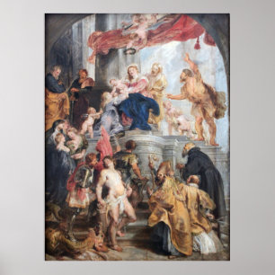 Poster Rubens - Vierge et enfant avec saints