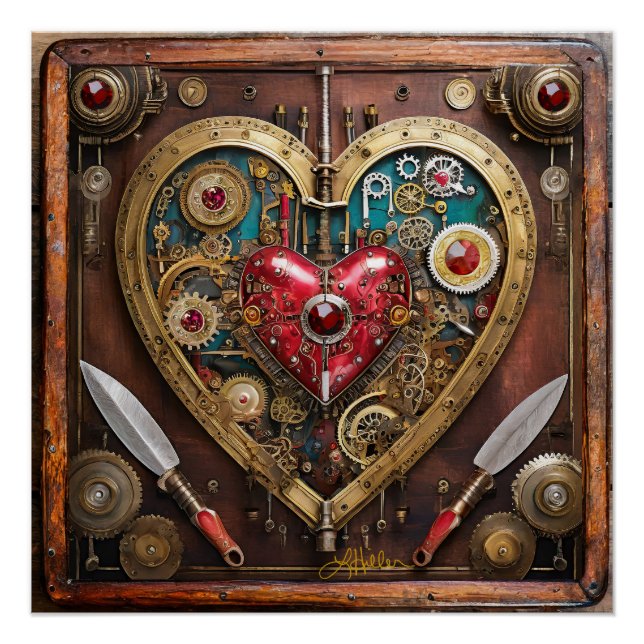 Poster Rubies Et Couteaux Coeur Steampunk Series (Devant)
