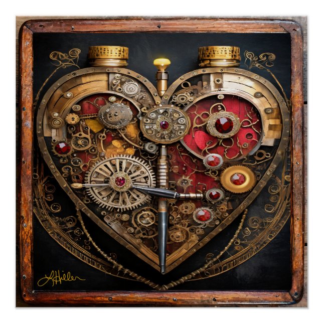 Poster Rubies Et Engrenages Coeur Steampunk Series (Devant)