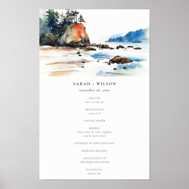 Poster Ruby Beach Olympic National Park Wedding Program (Devant)