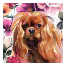 'Ruby' Cavalier chien art imprimé sur papier