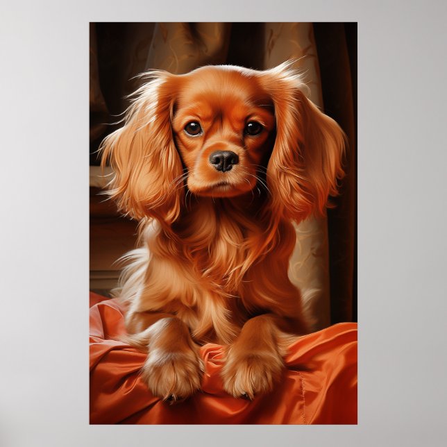 Poster Ruby Cavalier King Charles Spaniel (Devant)