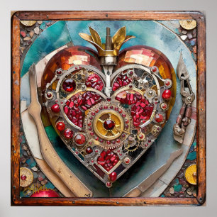 Poster Ruby Pomegranate Heart Steampunk Series