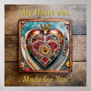 Poster Ruby Pomegranate Heart Steampunk Series