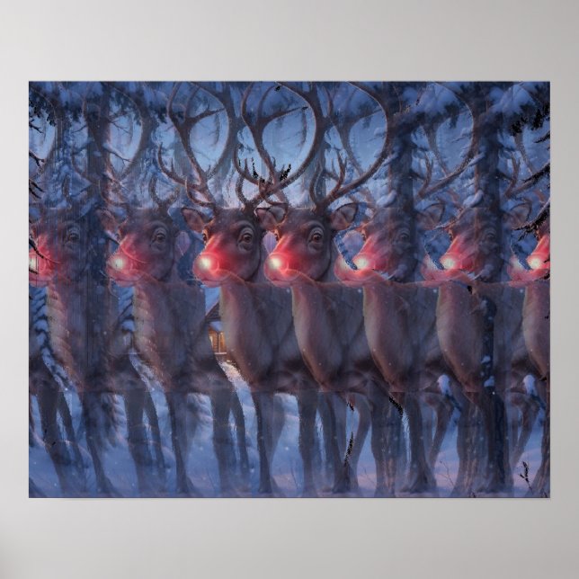 Poster Rudolph Reindeer 3D Stereogram Christmas Scene  (Devant)