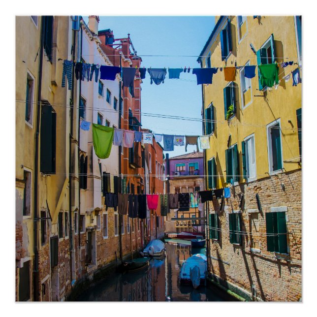 Poster Rue à Venise avec lave-linge Italie (Devant)