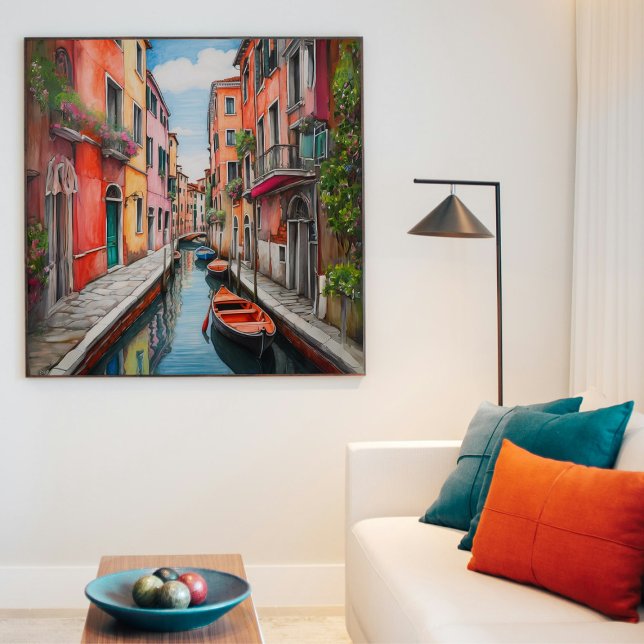 Poster Rue aquarelle à Venise Carré (Créateur téléchargé)