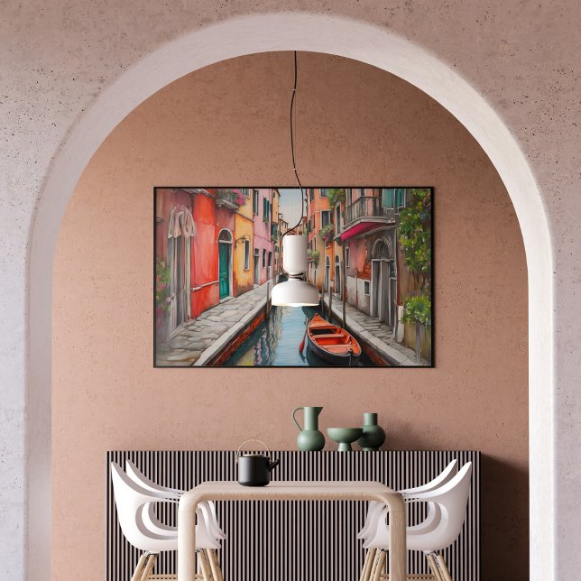 Poster Rue aquarelle dans le paysage de Venise (Créateur téléchargé)