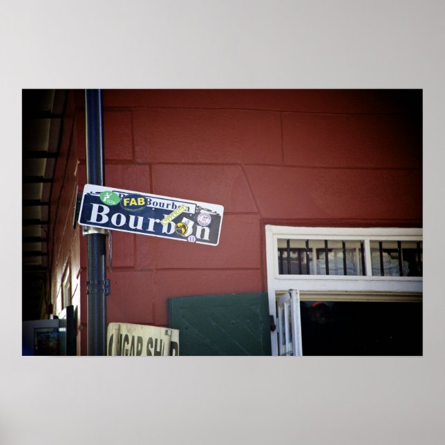 Poster Rue Bourbon, Panneau de rue, Nouvelle-Orléans (Devant)