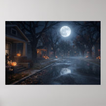Rue de banlieue liminaire la nuit d'Halloween