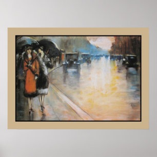 Poster Rue de Berlin d'aquarelle sous la pluie