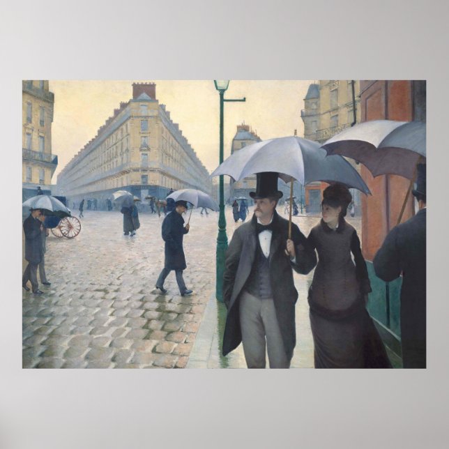 Poster Rue de Paris, temps de pluie par Gustave Caillebot (Devant)