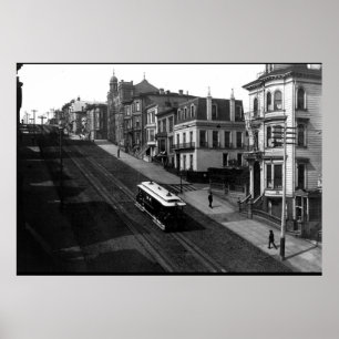 Poster Rue de San Francisco avec Cable Car 1901