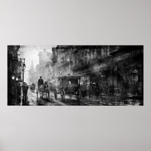 Poster Rue de ville vintage du XIXe siècle