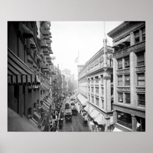 Poster Rue de Washington, Boston, le Massachusetts : 1906