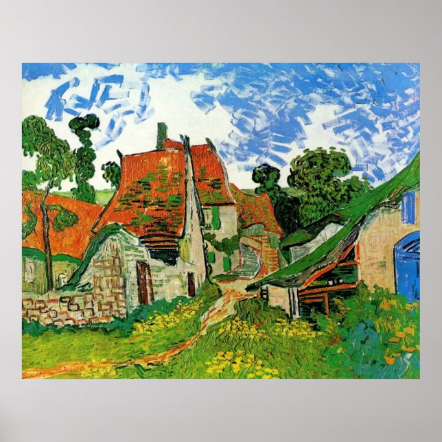 Poster Rue du village à Auvers Vincent Van Gogh (Devant)