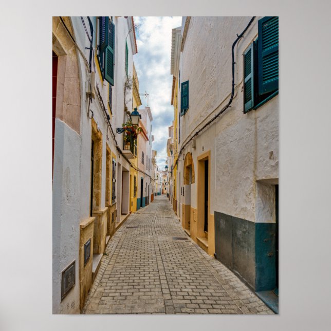 Poster Rue étroite à Ciutadella - Menorca, Espagne (Devant)