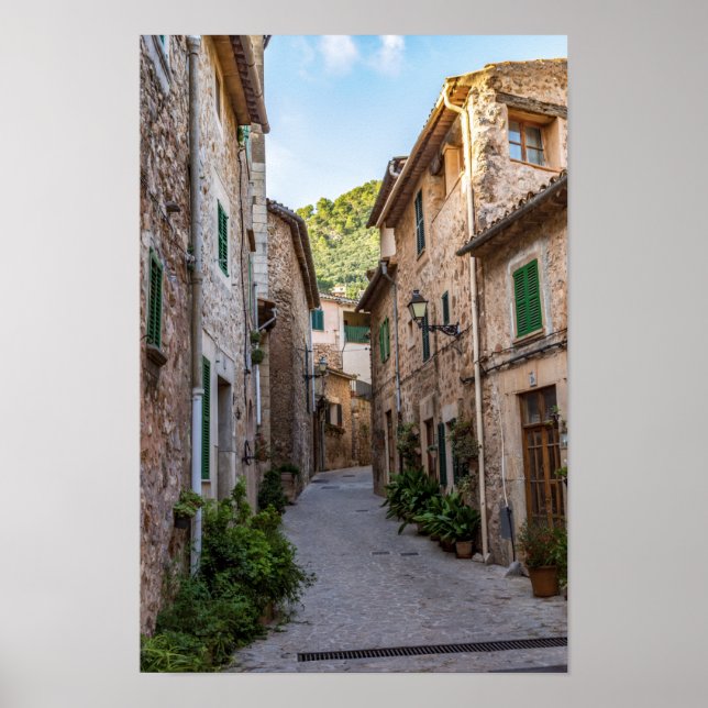 Poster Rue étroite dans le village de Valldemossa - Mallo (Devant)