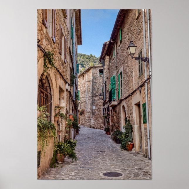 Poster Rue étroite dans le village de Valldemossa - Mallo (Devant)