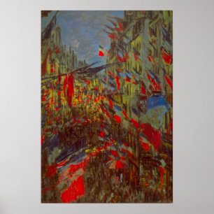 Poster Rue Montorgueil avec drapeaux de Claude Monet