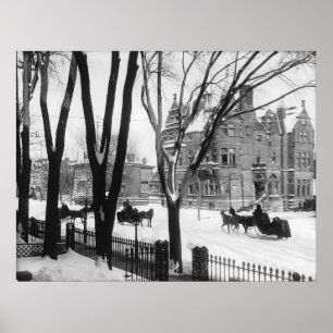 Poster Rue Sherbrooke en hiver, Montréal Notman -