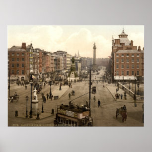 Poster Rue vintage Dublin Irlande d'O'Connell