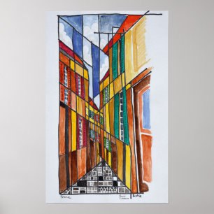 Poster Rues de Bastia   Corse, France