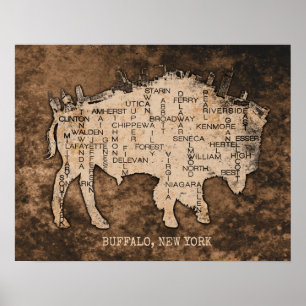 Poster Rues de Buffalo Wall Art par RMB Art & Design