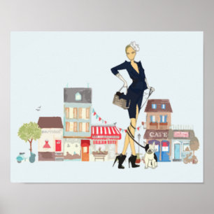 Poster Rues de Paris - shopping et promenade à pied