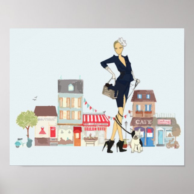 Poster Rues de Paris - shopping et promenade à pied (Devant)